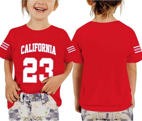 KIEKIECOO Girl's Number Graphic Jersey Tees Y2k Girls Sports Jerseys Kids Cotton Shirts Cute Print Round Neck Summer Tops in Saudi Arabia