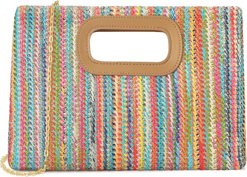 Clutch Purses for Women, Top Handle Straw Purse Handbags, Summer Shoulder Crossbody Bag, Woven Beach Bags Purses in Saudi Arabia