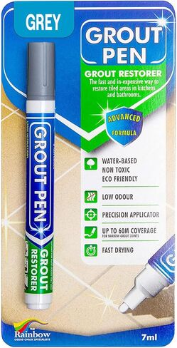 Grout Pen Grey Tile Paint Marker: Waterproof Grout Paint, Tile Grout Colorant and Sealer Pen - Grey, Narrow 5mm Tip (7mL) in Saudi Arabia