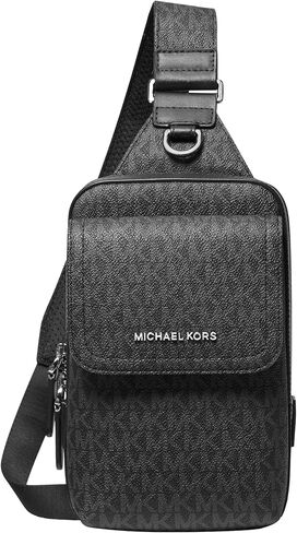 حقيبة Hudson متوسطة الحجم للرجال من مايكل كورس/MK Signature Small، بني/أمتعة in Kuwait