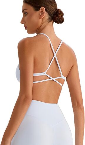 MEIVSO Women Criss Cross Back Sport Bra Strappy Yoga Bras Spaghetti Workout Bras with Removable Padding in Saudi Arabia
