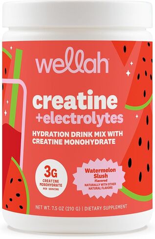 Wellah Creatine + Electrolytes Powder (Cucumber Lime) 30 Servings - Hydration Drink Mix with 3g of Creatine Monohydrate in Saudi Arabia