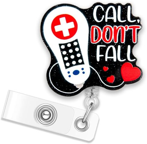 ERHACHAIJIA Call Don't Fall هدية بكرة شارة مضحكة قابلة للسحب للممرضات والأطباء RN LPN لرعاية المرضى ER، هدية يوم الممرضة (أزرق) in Saudi Arabia
