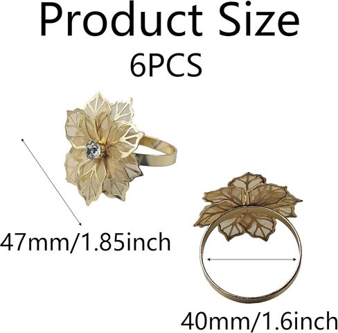 pson 6Pcs Hollow Out Flower Napkin Rings Holders for Wedding, Christmas, Thanksgiving Dinner, Banquet Table Decoration (Silver) in Saudi Arabia