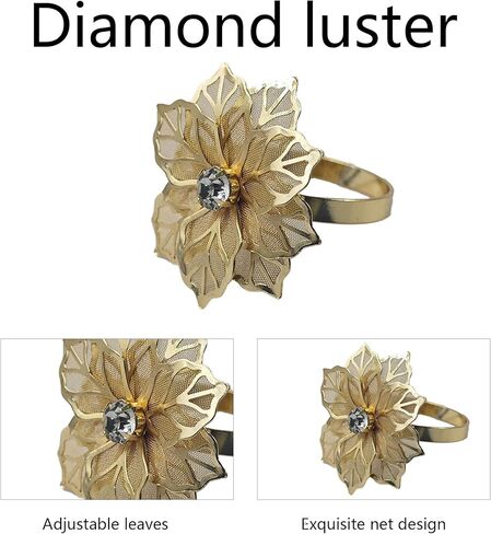 pson 6Pcs Hollow Out Flower Napkin Rings Holders for Wedding, Christmas, Thanksgiving Dinner, Banquet Table Decoration (Silver) in Saudi Arabia