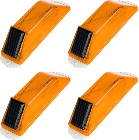 Solar Strobe Warning Light 4-Pack –Traffic Light Super Bright LED Flashing Beacon, Solar Powered Light-Control Warning Lamps, IP54 Waterproof Barricade Flashing Lights for Construction Safety (Red) in Saudi Arabia
