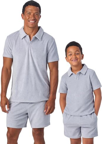 Saint Eve Kids Dad & Me Terry Set - Family Matching Outfits for Men & Boys - Super Soft 2 Piece Polo Shirt & Shorts Outfit in Saudi Arabia