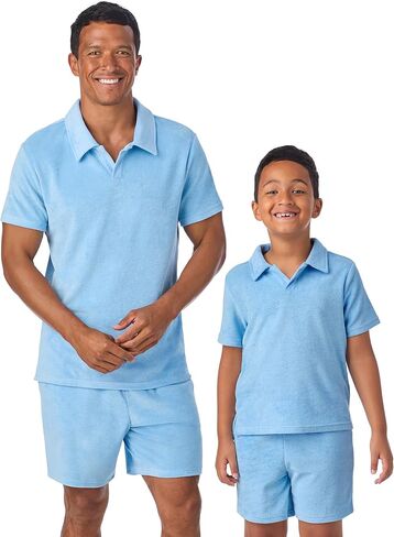 Saint Eve Kids Dad & Me Terry Set - Family Matching Outfits for Men & Boys - Super Soft 2 Piece Polo Shirt & Shorts Outfit in Saudi Arabia