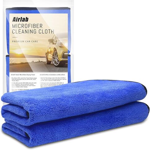 Airlab Carbon Microfiber Towels for Car Drying Window Glass Cleaner Magic Cleaning Cloth Auto Detailing Car Wipes Lint Free Rags Large Towel Interior Detailer, Pack of 4, 20" x 16", Grey-Green in Saudi Arabia