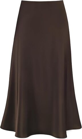 2026 Women's Satin Midi Skirt Elastic High Waisted A Line Spring Summer Flowy Silk Long Skirts for Women in Saudi Arabia