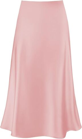 2026 Women's Satin Midi Skirt Elastic High Waisted A Line Spring Summer Flowy Silk Long Skirts for Women in Saudi Arabia