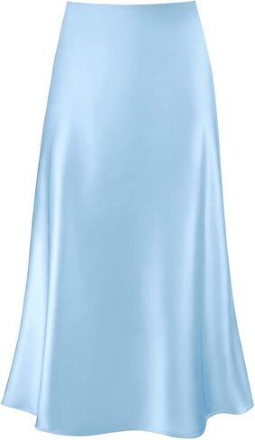 2026 Women's Satin Midi Skirt Elastic High Waisted A Line Spring Summer Flowy Silk Long Skirts for Women in Saudi Arabia