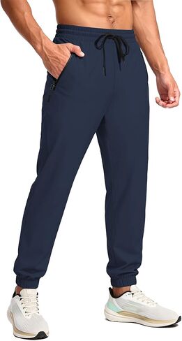 Mens Joggers Hiking Pants Lightweight UPF 50 Water Resistant Quick Dry Athletic Zipper Pocket Travel Workout Running in Saudi Arabia