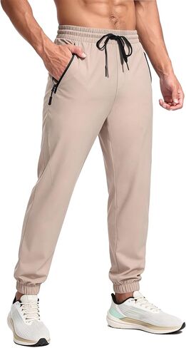 Mens Joggers Hiking Pants Lightweight UPF 50 Water Resistant Quick Dry Athletic Zipper Pocket Travel Workout Running in Saudi Arabia