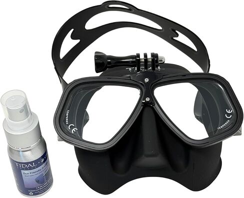 Tidal APEX Freedive Mask with Action Camera Mount- Low Volume Designed for Freediving, Spearfishing, Scuba Diving, and Snorkeling. Advanved Anti-Fog Freediving mask. in Saudi Arabia