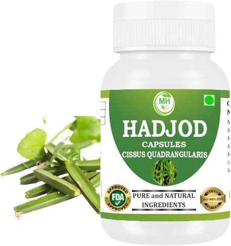 Hadjod (Cissus Quadrangularis) Capsules, Pack of 60 x 500 mg Veg Capsules | High Potency | 100% Natural Ayurvedic Supplement for Bone and Joint Support in Saudi Arabia