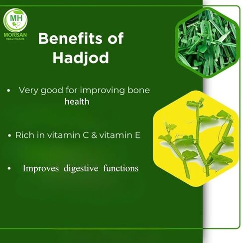 Hadjod (Cissus Quadrangularis) Capsules, Pack of 60 x 500 mg Veg Capsules | High Potency | 100% Natural Ayurvedic Supplement for Bone and Joint Support in Saudi Arabia