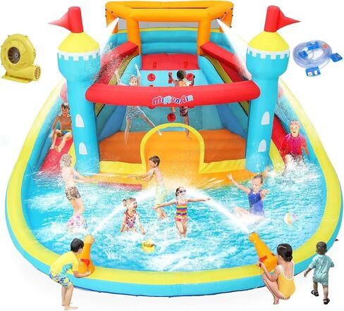 WHUBEFY Bounce House, Inflatable Bounce Castle with Blower for Kids 3-12,Kid Bounce House Blow up Outdoor/Indoor Bouncy House for Backyard with 2 Slides,Climbing Wall,Ball Pit,Jumping Area, Ball Pit in Kuwait