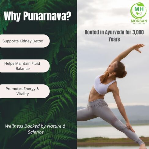 Punarnava Capsules (Boerhaavia Diffusa) 500mg – 60 Veg Capsules | Herbal Wellness Supplement for Natural Kidney & Liver Support | Plant-Based Detox & Cleansing Formula | Pack of 2 in Saudi Arabia