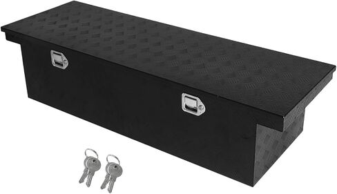 صندوق أدوات مطلي بخطوط ألومنيوم شديدة التحمل مقاس 60 بوصة من Confote، منظم تخزين مقاوم للماء لسرير الشاحنة RV مع قفل ومفتاح، 60 بوصة × 20 بوصة × 14 بوصة - فضي in Kuwait