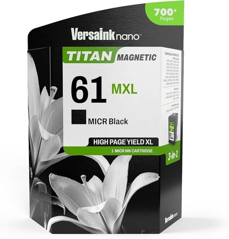 VersaInk-Nano HP 61 MXL Titan-Magnetic (MICR 3 في 1) خرطوشة حبر سوداء بديلة لـ HP 61 و61 XL، تعمل مع HP DESKJET 3510,1010,3050,3050A,3000,1000,2540, Envy 5530,4500 أوفيس جيت 4630 in Saudi Arabia