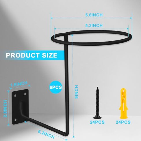 Wall Mounted Helmet Holder, 6 PCS Metal Helmet Hanger, Multifunctional Helmet Rack for Jacket, Coats, Helmets, Hats, Equipped with Hat Size Tape (Black) in Saudi Arabia