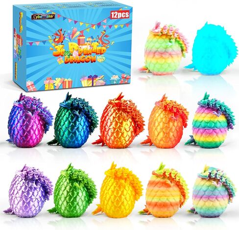 12PCS Black 3D Printed Dragon Toys Eggs with Dragon Inside, Dark Fantasy Collectible Toys, Cool Stuff Fun Gifts, Fidget Toy for Kids Adults Teens Boy Gifts Christmas Stocking Stuffers in Saudi Arabia
