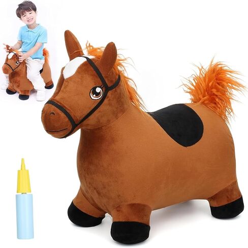 INPANY Bouncy Horse, Bunny Rabbit Hopper Toys, Toddler Plush Bouncing Animal, Kids Inflatable Ride on Rubber Bouncer, Outdoor Birthday Gift for 2 3 4 Yr Boy Girl in Saudi Arabia