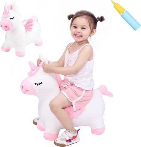INPANY Bouncy Horse, Bunny Rabbit Hopper Toys, Toddler Plush Bouncing Animal, Kids Inflatable Ride on Rubber Bouncer, Outdoor Birthday Gift for 2 3 4 Yr Boy Girl in Saudi Arabia