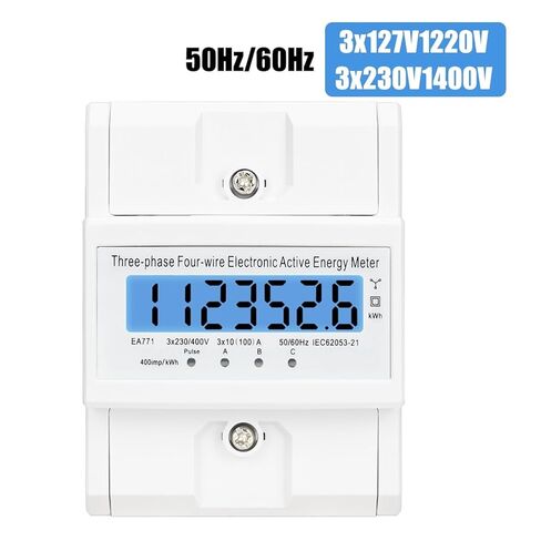 Din Rail 380V 3 Phase 4 Wire Energy Meter Power Consumption Monitor KWh Meter Wattmeter Bivolt 100A AC 50Hz 60Hz LCD Backlight in Saudi Arabia