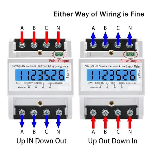 Din Rail 380V 3 Phase 4 Wire Energy Meter Power Consumption Monitor KWh Meter Wattmeter Bivolt 100A AC 50Hz 60Hz LCD Backlight in Saudi Arabia