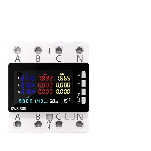 Power Energy Meter AC Monitor AC 85-290V 80A 3 Phase 4-Wire DIN Rail Over Under Voltage Protector Electricity Meter in Kuwait