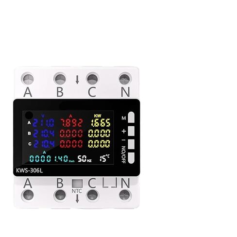 Power Energy Meter AC Monitor AC 85-290V 80A 3 Phase 4-Wire DIN Rail Over Under Voltage Protector Electricity Meter in Kuwait