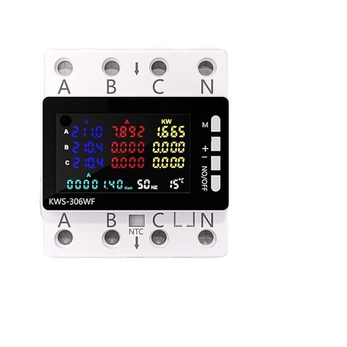 Power Energy Meter AC Monitor AC 85-290V 80A 3 Phase 4-Wire DIN Rail Over Under Voltage Protector Electricity Meter in Kuwait