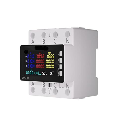 Power Energy Meter AC Monitor AC 85-290V 80A 3 Phase 4-Wire DIN Rail Over Under Voltage Protector Electricity Meter in Kuwait