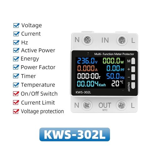 Smart Power Meter Over Under Voltage Protection Relay Switch Circuit Breaker Energy KWh Temperature Meter Smart Life in Saudi Arabia
