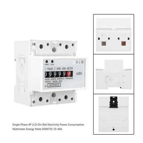 DDM75S 10-40A مرحلة واحدة 4P LED Din السكك الحديدية استهلاك الطاقة الكهربائية Wattmeter مقياس الطاقة in Kuwait