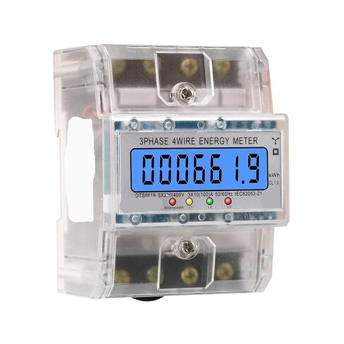 Din Rail 380V 100A 3 Phase 4 Wire Electronic Watt Power Energy Meter Wattmeter KWh LCD Backlight Display with Transparent Cover in Saudi Arabia