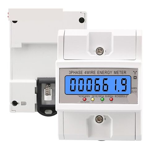 Din Rail 380V 100A 3 Phase 4 Wire Electronic Watt Power Energy Meter Wattmeter KWh LCD Backlight Display with Transparent Cover in Saudi Arabia