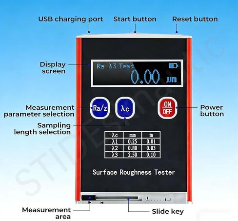 Professional Sur-face Roughness Tester,0.01μm High-Precision Digital Profilometer,Accurate Ra/Rq/Rz/Rt Reading,Data Storage and Output,with Storage Box,for Precision Components in Saudi Arabia