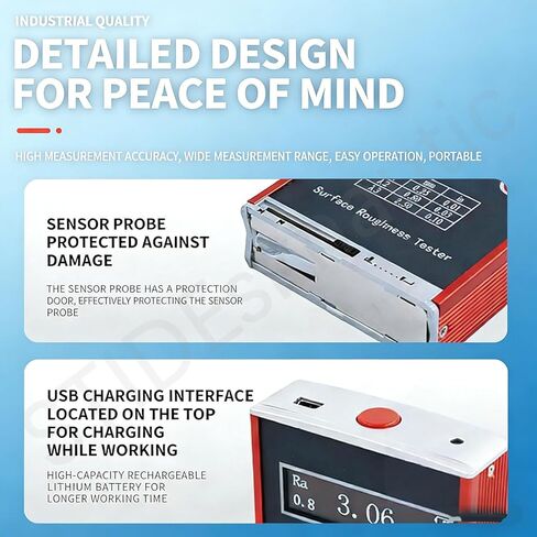 Professional Sur-face Roughness Tester,0.01μm High-Precision Digital Profilometer,Accurate Ra/Rq/Rz/Rt Reading,Data Storage and Output,with Storage Box,for Precision Components in Saudi Arabia