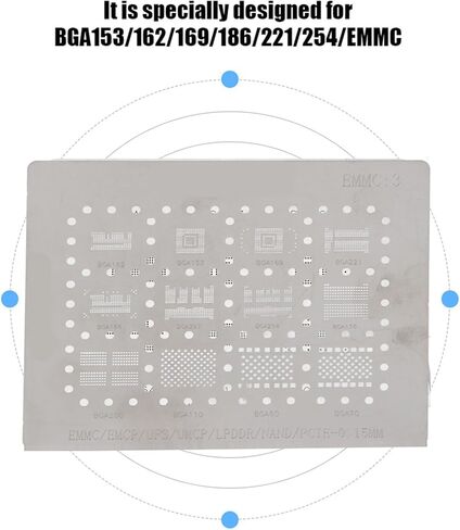 Pongnas استنسل عالمي 6 بوصات لقوالب BGA reballing المتوافقة مع BGA153/162/169/186/221/254/EMMC in Kuwait