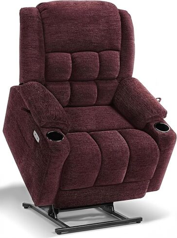 EONIX Wide Lay Flat Power Lift Recliner Chair for Elderly, Oversized Electric Recliner Lift Chair for Adults with Heat and Massage, Cup Holders, 400lbs Heavy Duty, Coffee in Saudi Arabia