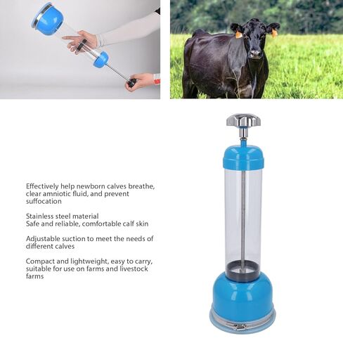 Calf Resuscitator Calf Breathing Pump Stainless Steel Adjustable Suction Portable Newborn Calf Respirator for Livestock (Blue) in Saudi Arabia