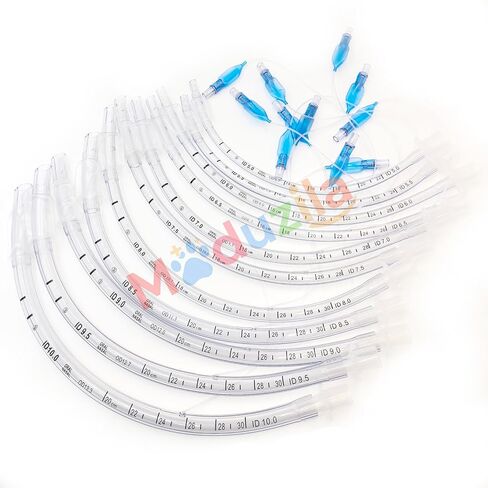 أنابيب القصبة الهوائية البيطرية القابل للتصرف مع الكفة، قسطرة الأكسجين التنبيب PVC للحيوانات الأليفة والكلاب والقطط، 17 قطعة معرف. 2.0-10.0 ملم in Saudi Arabia