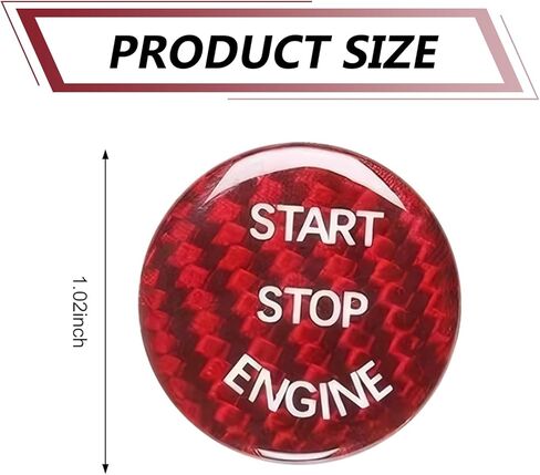 Car Push Start Button Cover, Carbon Fiber Engine Start Button Protector, Car Start Stop Switch Interior Decoration Accessories, Universal for Most Vehicles (Red) in Saudi Arabia