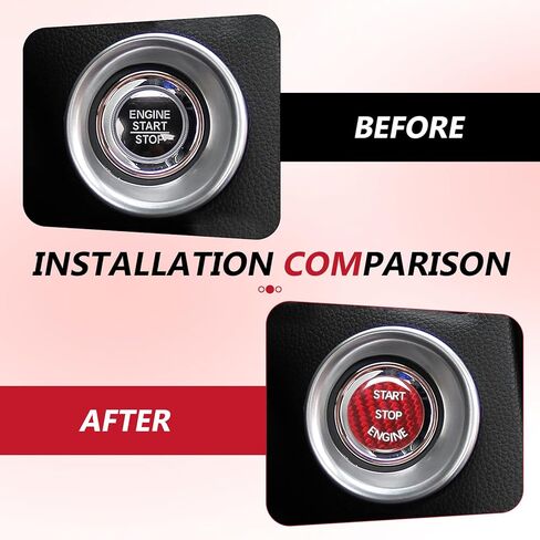 Car Push Start Button Cover, Carbon Fiber Engine Start Button Protector, Car Start Stop Switch Interior Decoration Accessories, Universal for Most Vehicles (Red) in Saudi Arabia