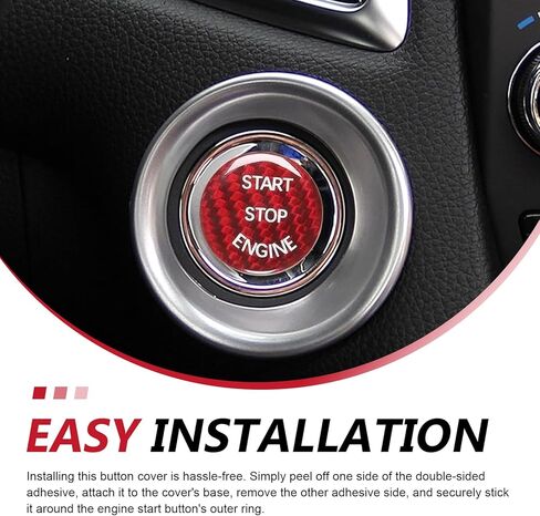Car Push Start Button Cover, Carbon Fiber Engine Start Button Protector, Car Start Stop Switch Interior Decoration Accessories, Universal for Most Vehicles (Red) in Saudi Arabia