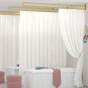 Privacy Curtains for Room Divider, Metal Support Wall Mounted Privacy Curtain, U-Shape Portable Room Divider Curtains for Fitting Room Beauty Salon Bedroom and Hospital,1 Panel, 8.53ft (White) in Saudi Arabia