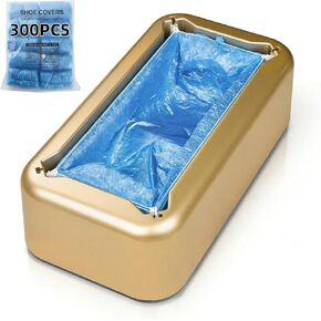 Automatic Shoe Cover Dispenser Machine with 300pcs Disposable Plastic Shoe Covers,Simple and convenient operation for Home Office Real Estate,Fits up to Size 14(Golden) in Kuwait